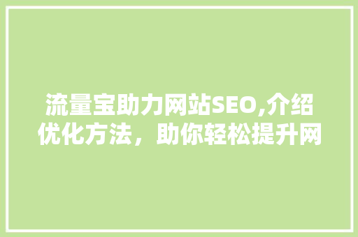 流量宝助力网站SEO,介绍优化方法，助你轻松提升网站流量 电脑配置