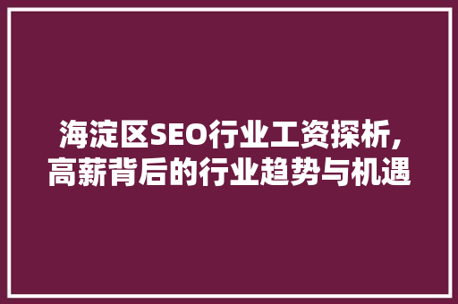 海淀区SEO行业工资探析,高薪背后的行业趋势与机遇 操作系统
