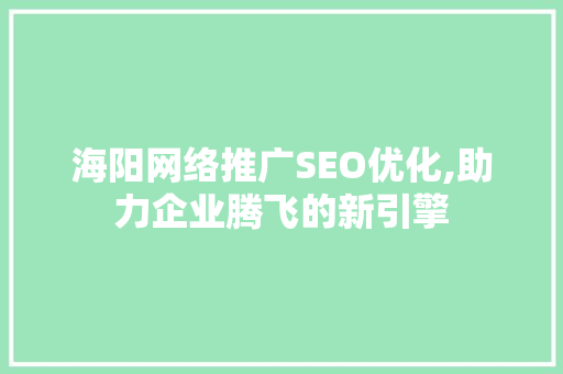 海阳网络推广SEO优化,助力企业腾飞的新引擎