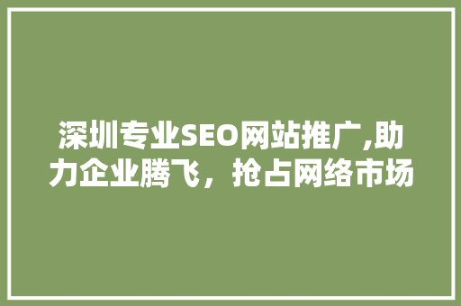 深圳专业SEO网站推广,助力企业腾飞，抢占网络市场制高点