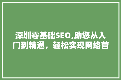 深圳零基础SEO,助您从入门到精通，轻松实现网络营销突破