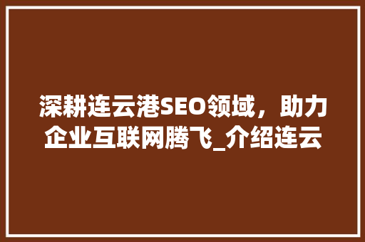 深耕连云港SEO领域，助力企业互联网腾飞_介绍连云港SEO排名之路