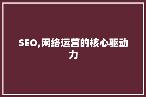 SEO,网络运营的核心驱动力