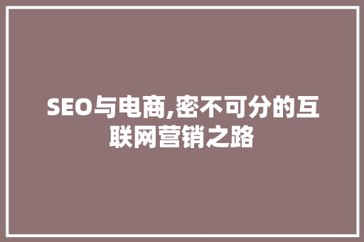 SEO与电商,密不可分的互联网营销之路