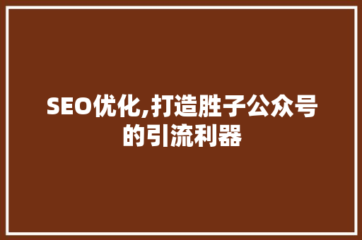 SEO优化,打造胜子公众号的引流利器