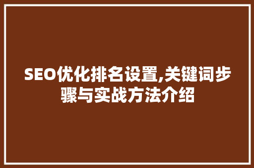 SEO优化排名设置,关键词步骤与实战方法介绍