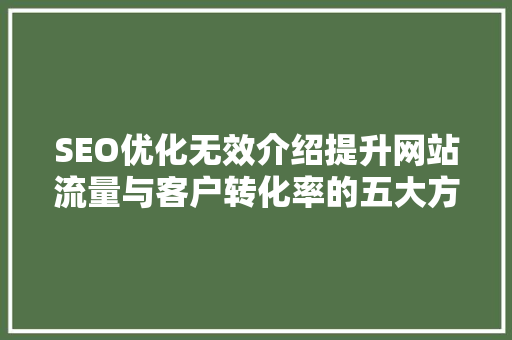 SEO优化无效介绍提升网站流量与客户转化率的五大方法