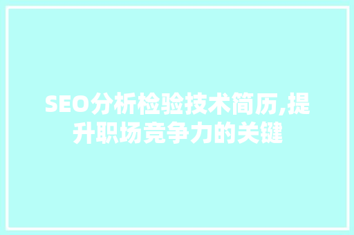 SEO分析检验技术简历,提升职场竞争力的关键