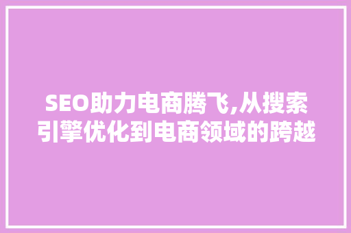 SEO助力电商腾飞,从搜索引擎优化到电商领域的跨越