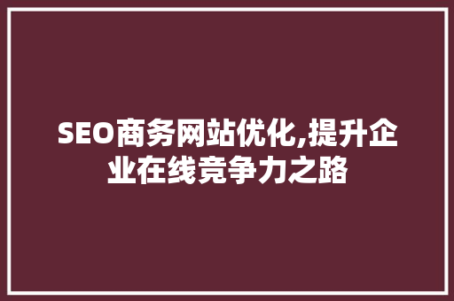 SEO商务网站优化,提升企业在线竞争力之路