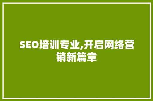 SEO培训专业,开启网络营销新篇章