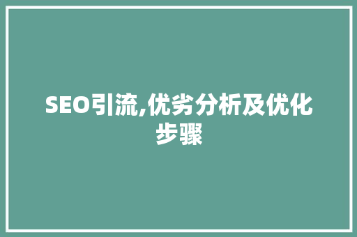 SEO引流,优劣分析及优化步骤