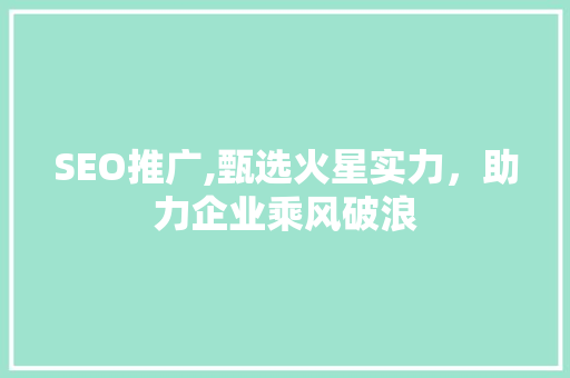 SEO推广,甄选火星实力，助力企业乘风破浪