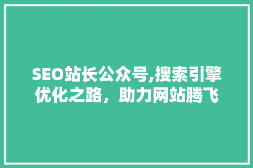 SEO站长公众号,搜索引擎优化之路，助力网站腾飞