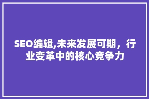 SEO编辑,未来发展可期，行业变革中的核心竞争力