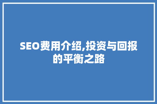 SEO费用介绍,投资与回报的平衡之路