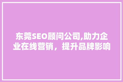 东莞SEO顾问公司,助力企业在线营销，提升品牌影响力