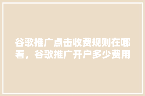 谷歌推广点击收费规则在哪看，谷歌推广开户多少费用