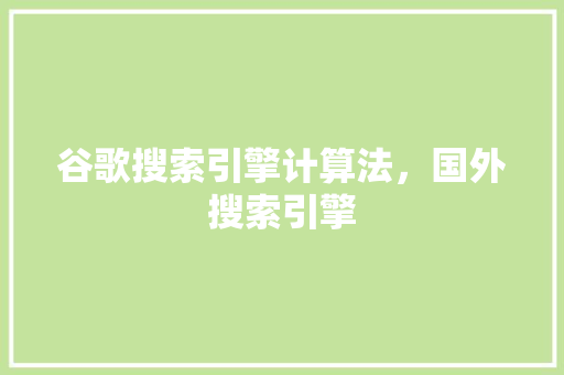 谷歌搜索引擎计算法，国外搜索引擎