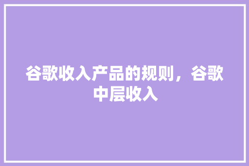 谷歌收入产品的规则，谷歌中层收入