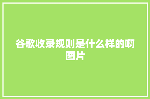 谷歌收录规则是什么样的啊图片