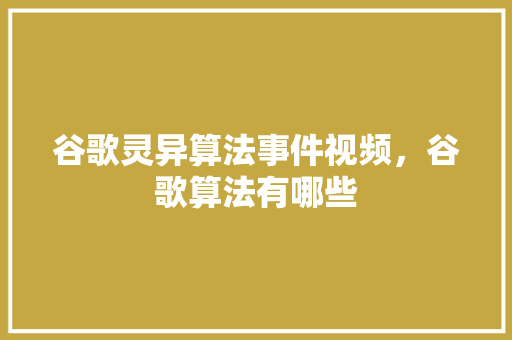 谷歌灵异算法事件视频，谷歌算法有哪些