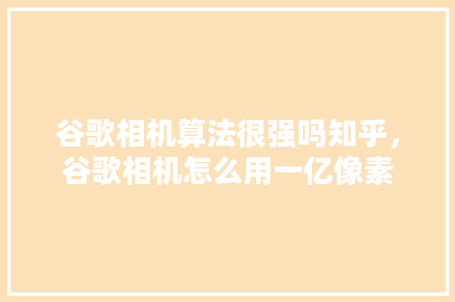 谷歌相机算法很强吗知乎，谷歌相机怎么用一亿像素