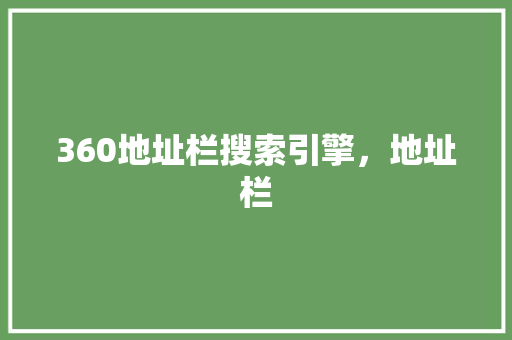 360地址栏搜索引擎，地址栏