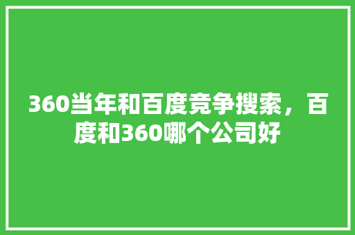 360当年和百度竞争搜索，百度和360哪个公司好