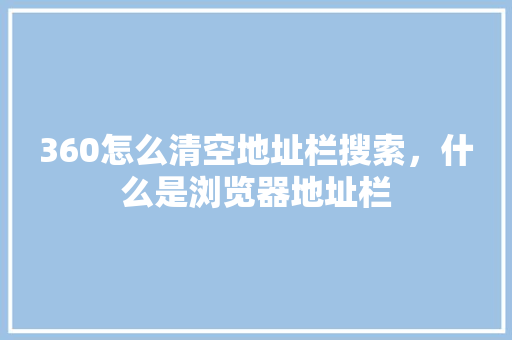 360怎么清空地址栏搜索，什么是浏览器地址栏
