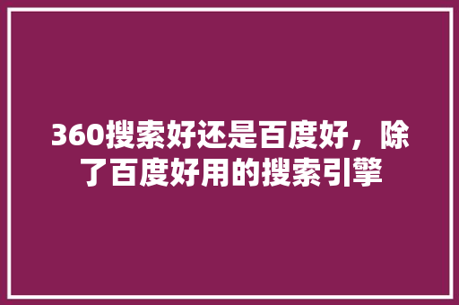360搜索好还是百度好，除了百度好用的搜索引擎