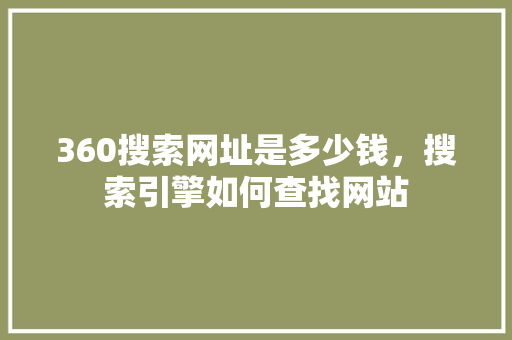 360搜索网址是多少钱，搜索引擎如何查找网站