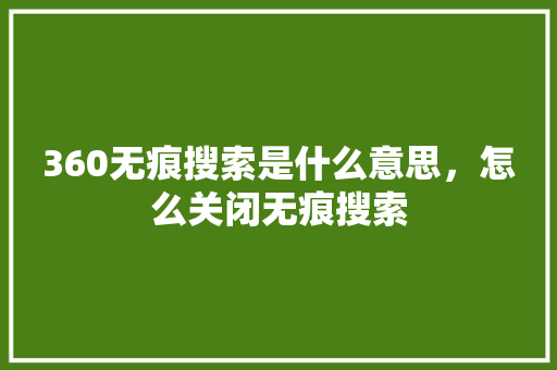 360无痕搜索是什么意思，怎么关闭无痕搜索