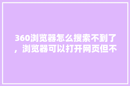 360浏览器怎么搜索不到了，浏览器可以打开网页但不能搜索