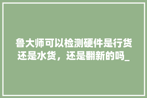 鲁大师可以检测硬件是行货还是水货，还是翻新的吗_电脑配置新旧怎么看出来