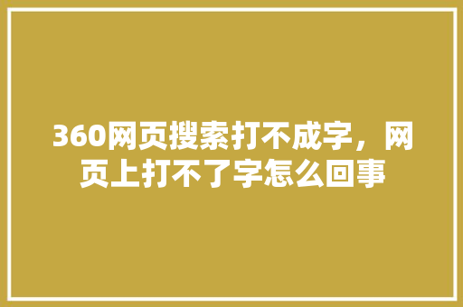 360网页搜索打不成字，网页上打不了字怎么回事
