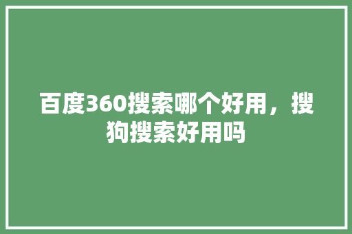 百度360搜索哪个好用，搜狗搜索好用吗