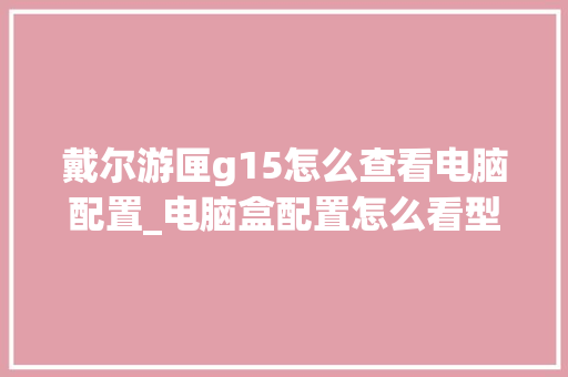 戴尔游匣g15怎么查看电脑配置_电脑盒配置怎么看型号