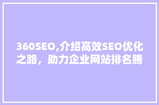 360SEO,介绍高效SEO优化之路，助力企业网站排名腾飞