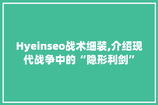 Hyeinseo战术细装,介绍现代战争中的“隐形利剑”