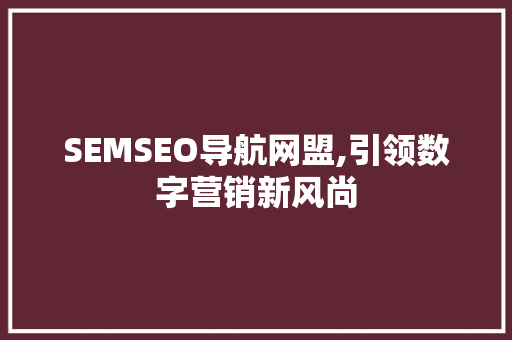 SEMSEO导航网盟,引领数字营销新风尚