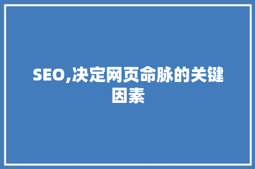 SEO,决定网页命脉的关键因素
