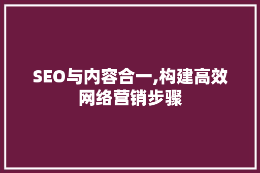 SEO与内容合一,构建高效网络营销步骤
