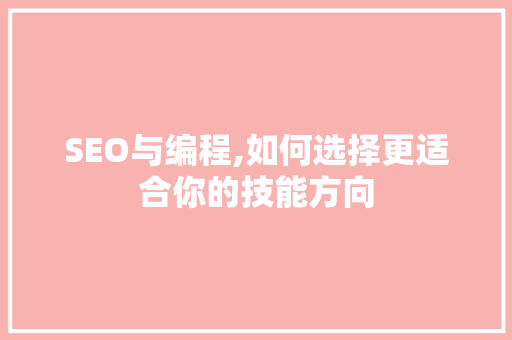 SEO与编程,如何选择更适合你的技能方向
