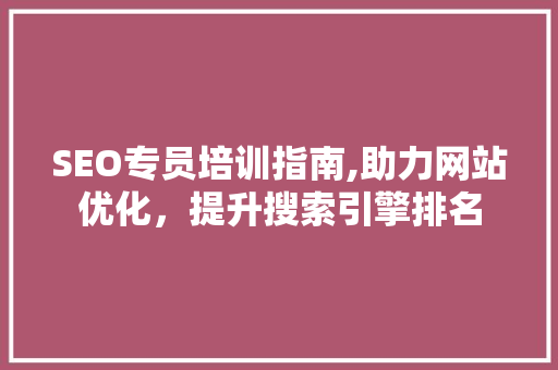 SEO专员培训指南,助力网站优化，提升搜索引擎排名
