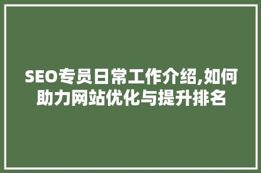 SEO专员日常工作介绍,如何助力网站优化与提升排名
