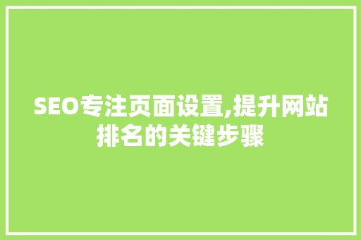 SEO专注页面设置,提升网站排名的关键步骤