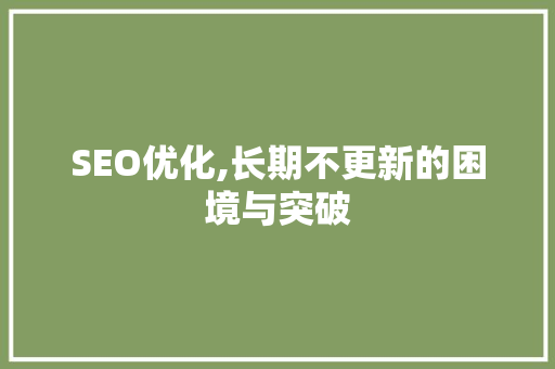 SEO优化,长期不更新的困境与突破