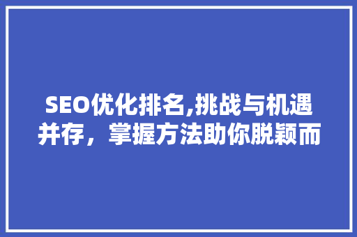 SEO优化排名,挑战与机遇并存，掌握方法助你脱颖而出