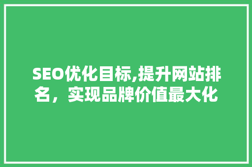 SEO优化目标,提升网站排名，实现品牌价值最大化 电脑配置
